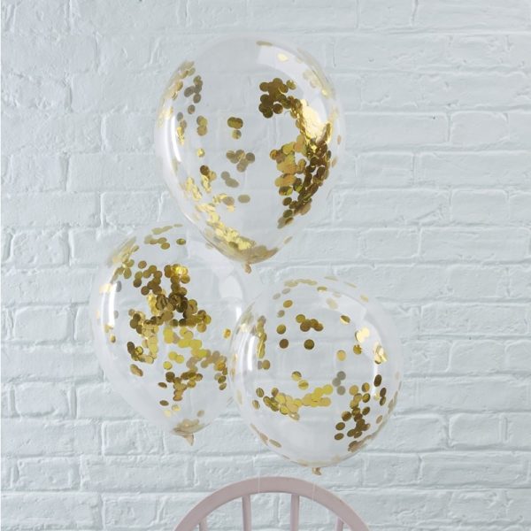 Gold Confetti filled Party Balloons