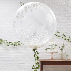 Large White Confetti Balloons