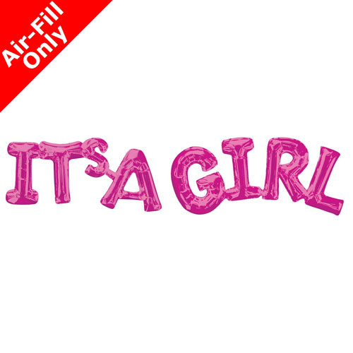 9 Inch Pink Phrase Foil Balloon Pack - It's a Girl