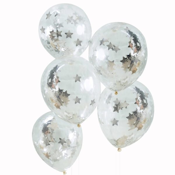 Buy Silver Star Shaped Confetti Filled Ballons