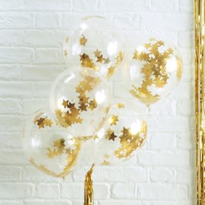 Gold Star Shaped Confetti Fillet Balloons