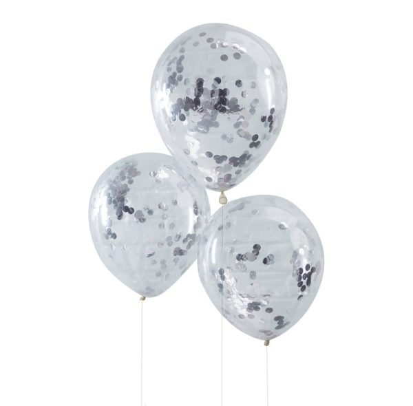 Buy Silver Confetti Filled Balloons Pick and Mix