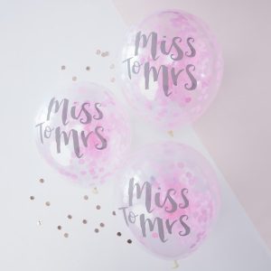Miss to Mrs Printed Pink Confetti Balloons
