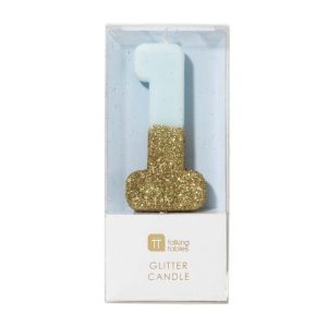 Buy We Heart Birthday Glitter Number 1 Blue Candle