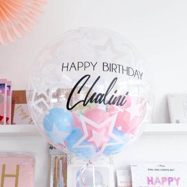 Happy Birthday Bubble Balloon Stars