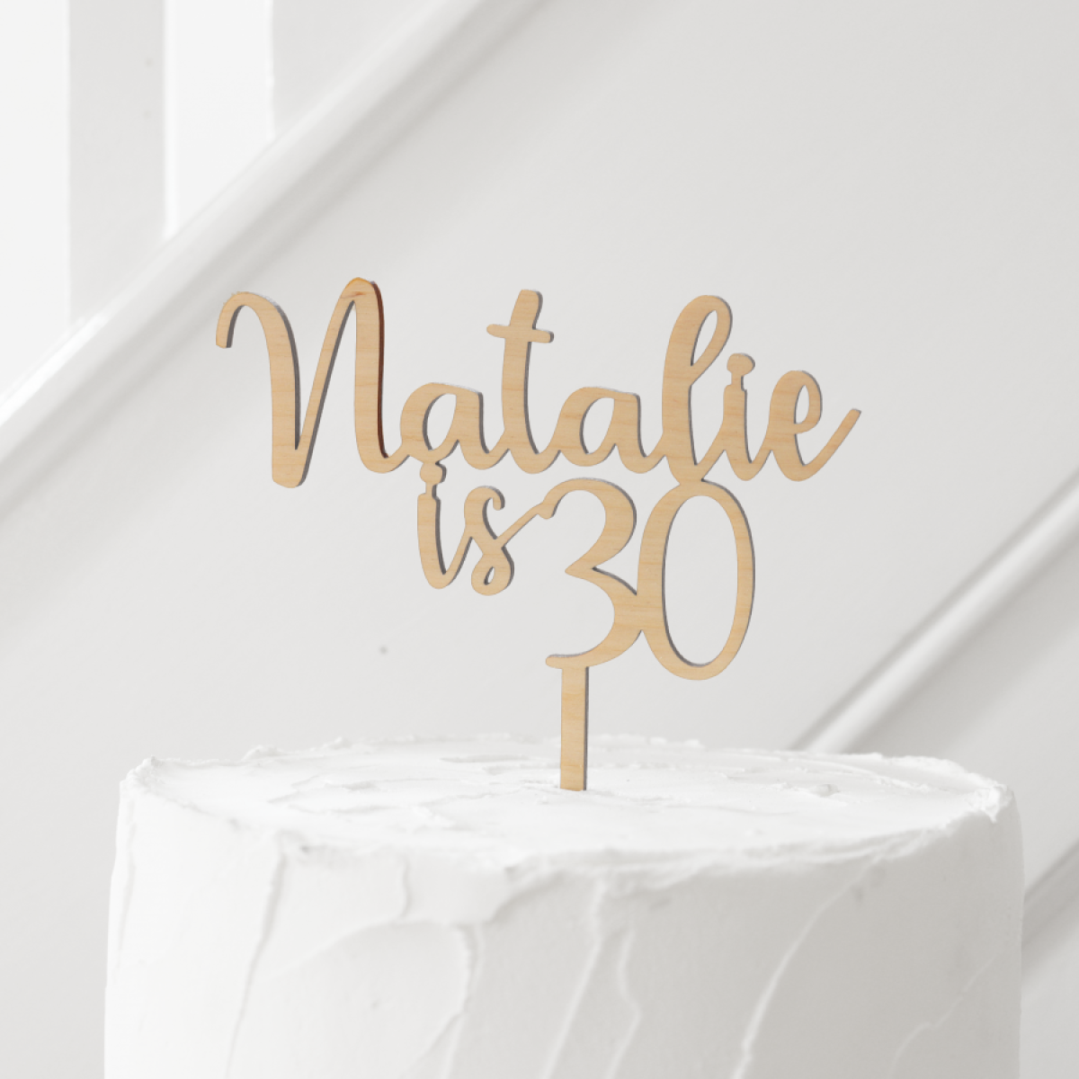 Birch Wood Keepsake Eco Create Own Text Personalised Wooden Cake Topper Reusable. Name and Age