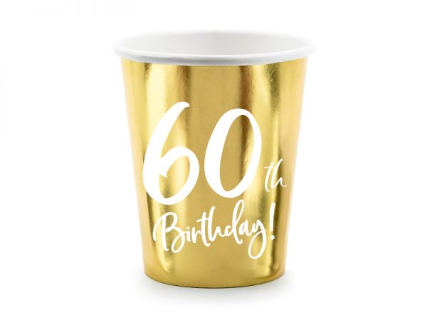 60th Party Cups Gold
