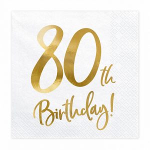 80th Party Napkins Gold