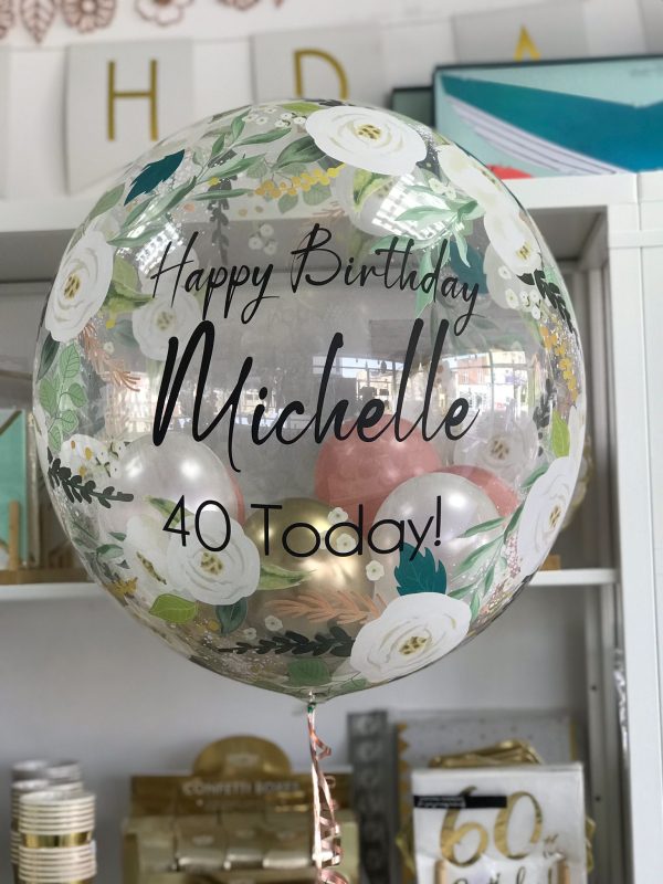Floral Delivered Bubble Balloon. Balloon in a Box. Birthday Gift Ideas